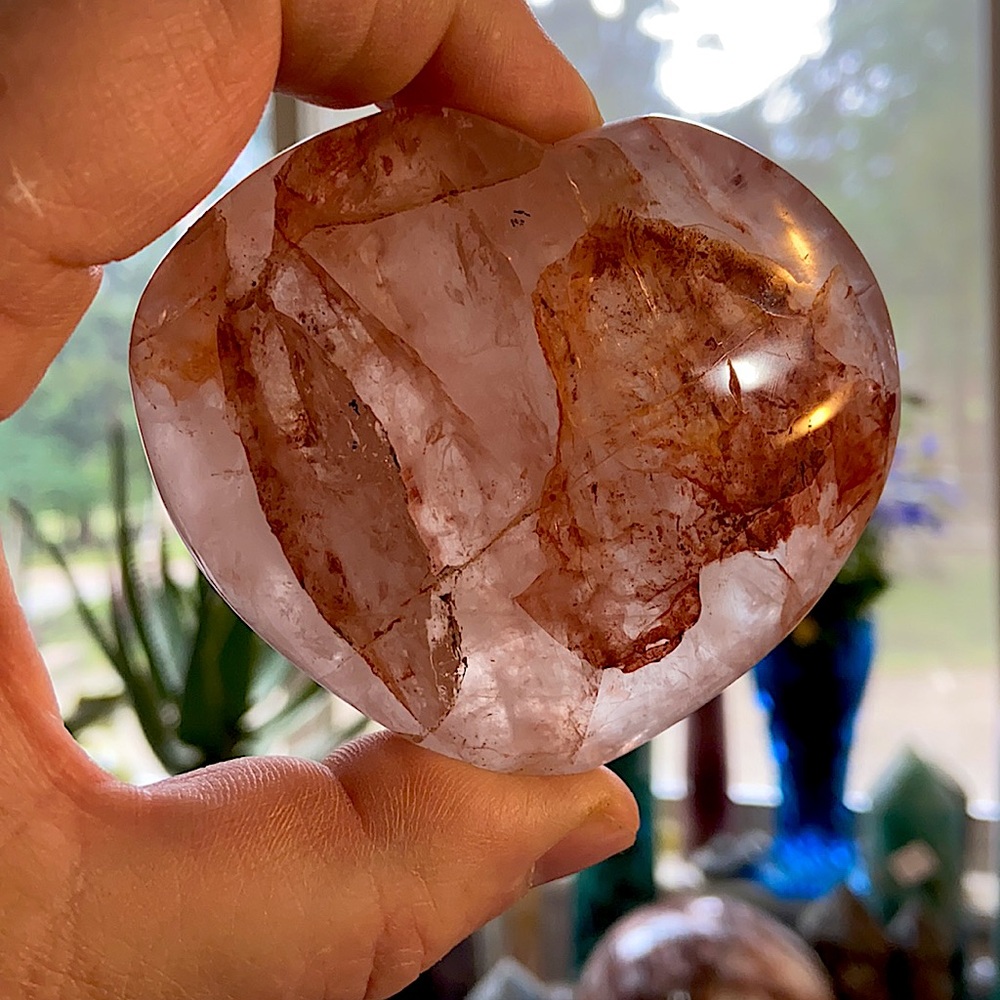 Fire Quartz Crystal Heart Carving!